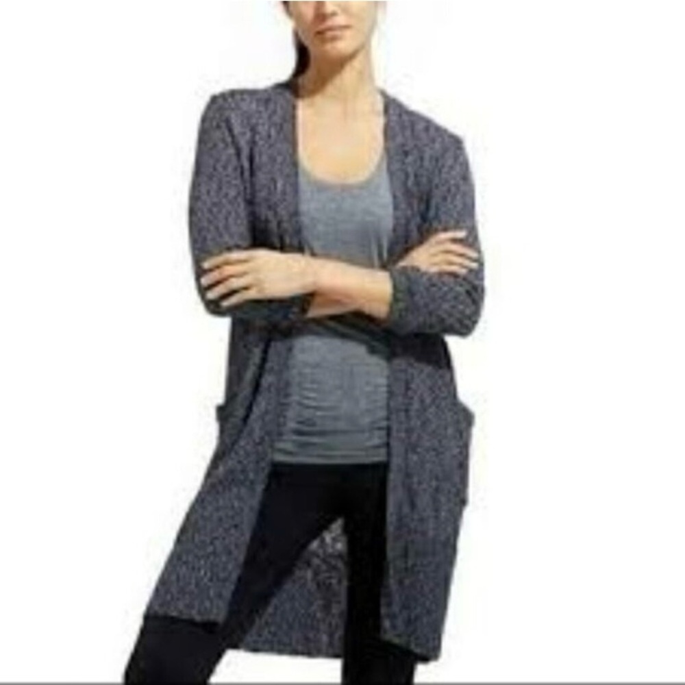 Athleta Weekend Wrap Womens Blue and White Duster Cardigan Sweater Size Small